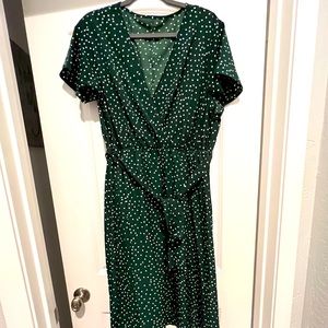 Shein green polka dot tie dress